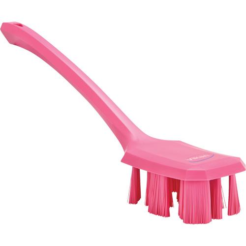 Long Handle UST Brush - Scrub, Pink, 15-1/2", Stiff, 2-7/8", 2-3/4", Polypropylene, Polyester