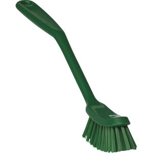 Narrow Dish Brush - Scrub, Green, Blue, Red, White, Yellow, 11", Medium, 9/10", 2", Polypropylene, Polyester
