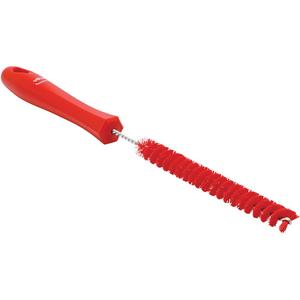 0.6" Drain Cleaning Brush - Tube/Machine, Red, 12-1/5", Stiff, 0.6", Stainless Steel, Polyester, Polypropylene