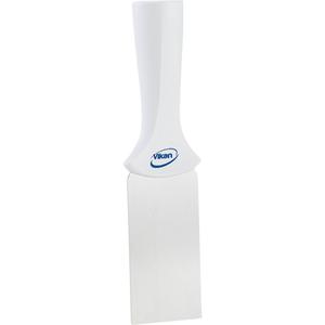 Handle-Mounted Stainless Steel Scraper - 2", 8", White, 1-1/4", Stainless Steel, Polypropylene, 392°F