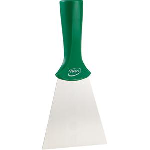 Handle-Mounted Stainless Steel Scraper - 4", 8", Green, 1-1/4", Stainless Steel, Polypropylene, 392°F