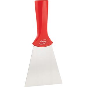 Handle-Mounted Stainless Steel Scraper - 4", 8", Red, 1-1/4", Stainless Steel, Polypropylene, 392°F