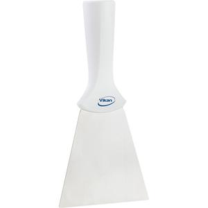 Handle-Mounted Stainless Steel Scraper - 4", 8", White, 1-1/4", Stainless Steel, Polypropylene, 392°F