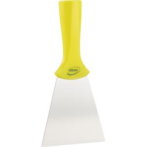 Handle-Mounted Stainless Steel Scraper - 4", 8", Yellow, 1-1/4", Stainless Steel, Polypropylene, 392°F
