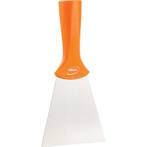 Handle-Mounted Stainless Steel Scraper - 4", 8", Orange, 1-1/4", Stainless Steel, Polypropylene, 392°F