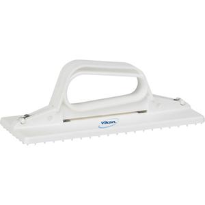 Handheld Cleaning Pad Holder - 9-1/10", 3-4/5", White, 3", Polypropylene, Stainless Steel/Nylon