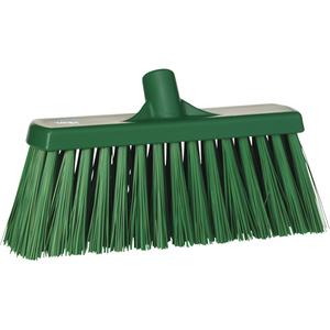 Heavy-Duty Push Broom - Polyester, 13", Stiff, Green, Green, 3", 7", Polypropylene, Stainless Steel