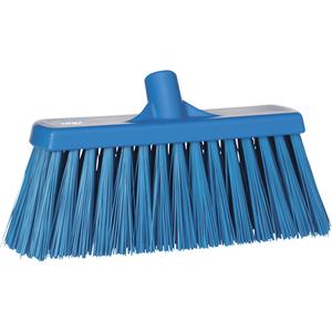 Heavy-Duty Push Broom - Polyester, 13", Stiff, Blue, Blue, 3", 7", Polypropylene, Stainless Steel