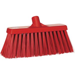 Heavy-Duty Push Broom - Polyester, 13", Stiff, Red, Red, 3", 7", Polypropylene, Stainless Steel