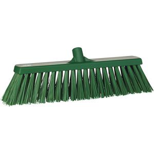 Heavy-Duty Push Broom - Polyester, 20", Stiff, Green, Green, 3", 7", Polypropylene, Stainless Steel