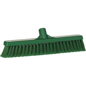 Fine Particle Push Broom - Polypropylene, 16-1/4", Fine/Split, Green, Green, 2-3/4", 4-1/4", Polypropylene, Stainless Steel