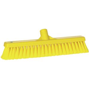 Fine Particle Push Broom - Polypropylene, 16-1/4", Fine/Split, Yellow, Yellow, 2-3/4", 4-1/4", Polypropylene, Stainless Steel