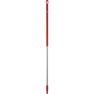 Handle - Ergonomic, Stainless Steel, 59", 1-1/4", Euro Threaded, Red, Broom/Brush/Squeegee/Scraper/Pad Holder, 250°F, Polypropylene