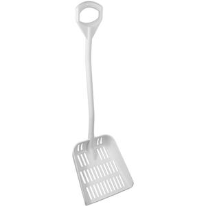 Ergonomic Large Sieve Shovel - White, 45", Square, Plastic, 250°F