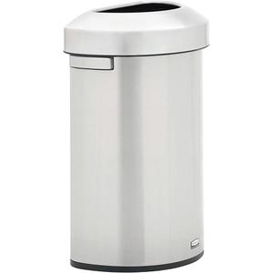 Refine Half Round Waste Container - 16 US. Gal., Stainless Steel
