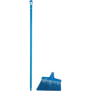 Angle Broom Head with Handle - Polyester, 12", X-Coarse, Blue, Blue, 59", Polypropylene, 1-1/4", Euro Threaded