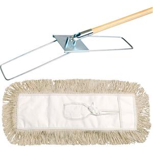Break-Ezy Dust Mop System - Tie-On, 48", 3-1/2", Cotton, 60", Wood, Metal, Cut