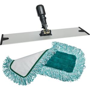 Dust Mop Pad & Frame - Hook and Loop, 18", 5-3/4", Polyester, 18", 3-1/4", Aluminum, Green