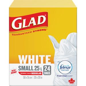 Small 25L Febreze Garbage Bags - Regular, 24, White, Polyethylene, Open Top