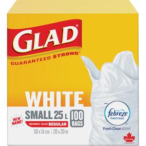 Small 25L Febreze Garbage Bags - Regular, 100, White, Polyethylene, Open Top