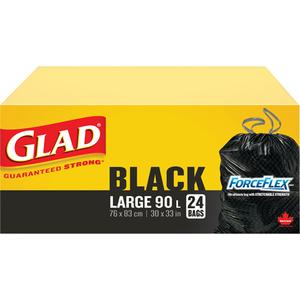 90L Garbage Bags - Regular, 24, Black, Polyethylene, Draw String
