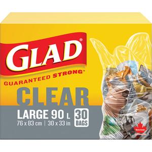 90L Garbage Bags - Regular, 30, Clear, Polyethylene, Open Top
