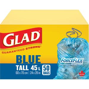 45L Recycling Bags - Regular, 50, Blue, Polyethylene, Draw String