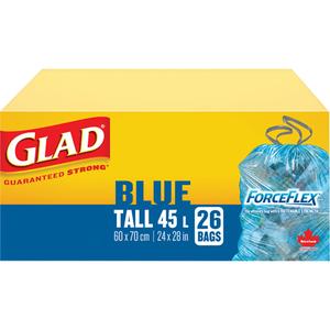 45L Recycling Bags - Regular, 26, Blue, Polyethylene, Draw String