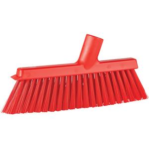 Dustpan Broom with Angled Thread - Polyester, 10", Medium, Red, Red, 1-1/5", 4-3/4", 250°F, Polypropylene