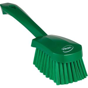 Short-Handled Washing Brush - Scrub, Green, 10-1/2", Soft, 2-3/4", 3-1/2", 250°F, Polypropylene