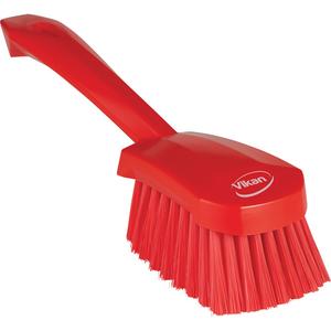 Short-Handled Washing Brush - Scrub, Red, 10-1/2", Soft, 2-3/4", 3-1/2", 250°F, Polypropylene