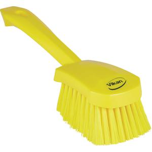 Short-Handled Washing Brush - Scrub, Yellow, 10-1/2", Soft, 2-3/4", 3-1/2", 250°F, Polypropylene