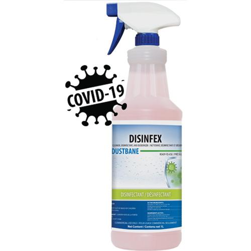 Disinfex Cleaner, Disinfectant & Deodorizer - 1 L, Bottle, Pale Red, 5 minutes, Citrus, 11.5 - 12.5