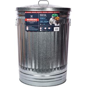 Trash Can with Lid - 31 US gal., Galvanized Steel