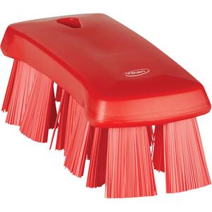UST Hand Brush - Scrub/Machine, Red, 6-9/10", Stiff, 1-1/2", Polypropylene & Polyester, 2-2/3", 2-1/5"