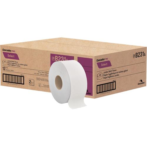 Pro Select® Toilet Paper - 2, Un-Perforated, 750', White, Jumbo, Green Seal Certified, 16.4 lbs., 7.3"