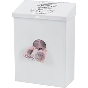 Scensibles® Combination Waste Receptacle & Dispensers - White, Metal, 11" x 8" x 4", (50) Disposal Bags; (2) Metal Phillips Pan Screws; (2) Ribbed Plastic Anchors