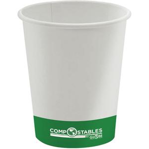 Single Wall Hot/Cold Compostable Paper Cups - 10 oz., Multi-Colour, White with Green Bottom