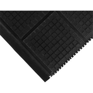 Hog Heaven III Comfort Linkable End Mat - 3-1/3', 3-3/5', 3/4", Black, Nitrile, Oily, Solid, Corrugated