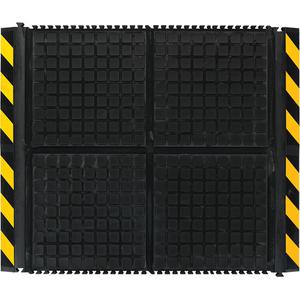 Hog Heaven III Comfort Linkable End Mat - 3-1/3', 3-3/5', 3/4", Black/Yellow, Nitrile, Oily, Solid, Corrugated