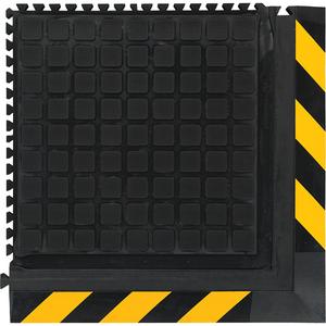 Hog Heaven III Comfort Modular Corner Tile - 1-4/5', 1-4/5', 3/4", Black/Yellow, Nitrile, Oily, Solid, Corrugated