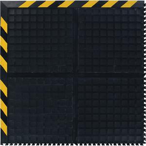 Hog Heaven III Comfort Modular Corner Tile - 3-1/3', 3-1/3', 3/4", Black/Yellow, Nitrile, Oily, Solid, Corrugated