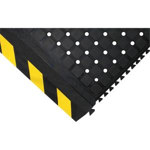 Hog Heaven III Drainable Linkable End Mat - 3-1/3', 3-2/3', 3/4", Black/Yellow, Nitrile, Wet/Oily, Drainage, Corrugated