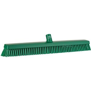 Heavy-Duty Push Broom - 24", Fine/Stiff, Green, Green