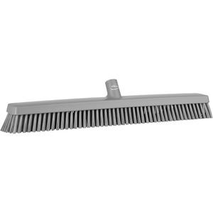Heavy-Duty Push Broom - 24", Fine/Stiff, Grey, Grey