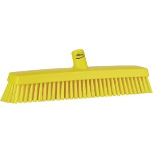 Push Broom Head - Polyester/Polypropylene, 16-1/2", Fine/Stiff, Yellow, Yellow, 3.1", 176 °F, 5.3"