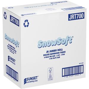 Snowsoft™ Deluxe Bathroom Tissue - 2, White, Jumbo, Virgin, 8.8", 3.3", 1100