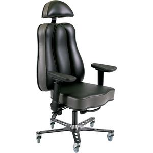 Synergo II 24h Ergonomic Chair - Black/Grey, Vinyl, 350 lbs., Lifetime Chair Frame & Gas Struts, 10 Years Mechanism, Foam & Fabrics, 1 Year Wheels & Glides
