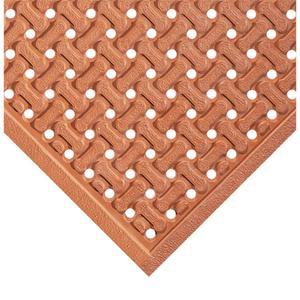 Flow Thru Reversible Grease-Resistant SBR Safety Mats - 3', 5', 7/16", Red, Natural Rubber, Wet/Dry, Drainage, FMVSS302 - SE, <2% ASTM D3884, '-20° to 250° F, 1 Year