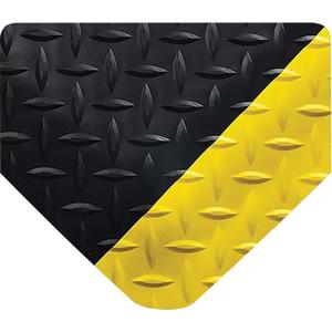 SpongeCote Anti-fatigue Floor Mat with WOW! No-slide Finish - 2', 5', 9/16", Black/Yellow, PVC/Nitrile, Dry, Solid, Diamond, MVSS 302 / 'A'; Rating, ASTM D 3884 / 1% loss, 10° to 140° F, 1 Year